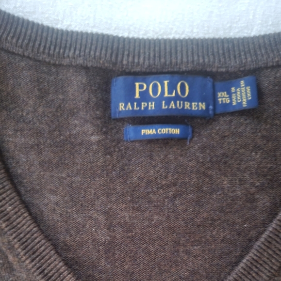 XXL Brown Polo V-neck sweater - Picture 2 of 4